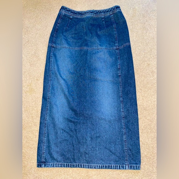 Esprit Vintage high waisted maxi dark blue denim jean skirt 100% Cotton (US 8) - Picture 2 of 10